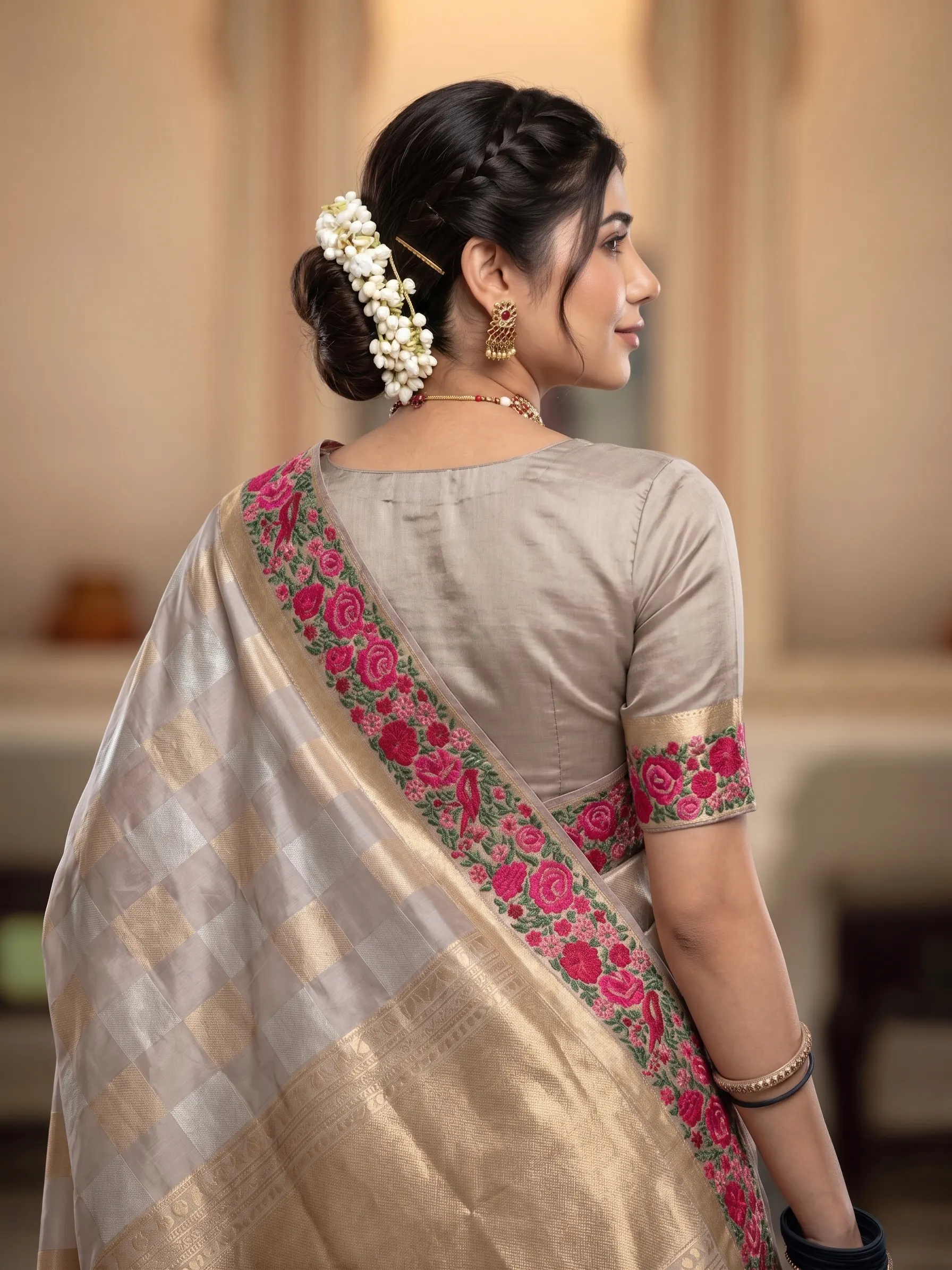 silk saree frame 1 of 6, generated on-model