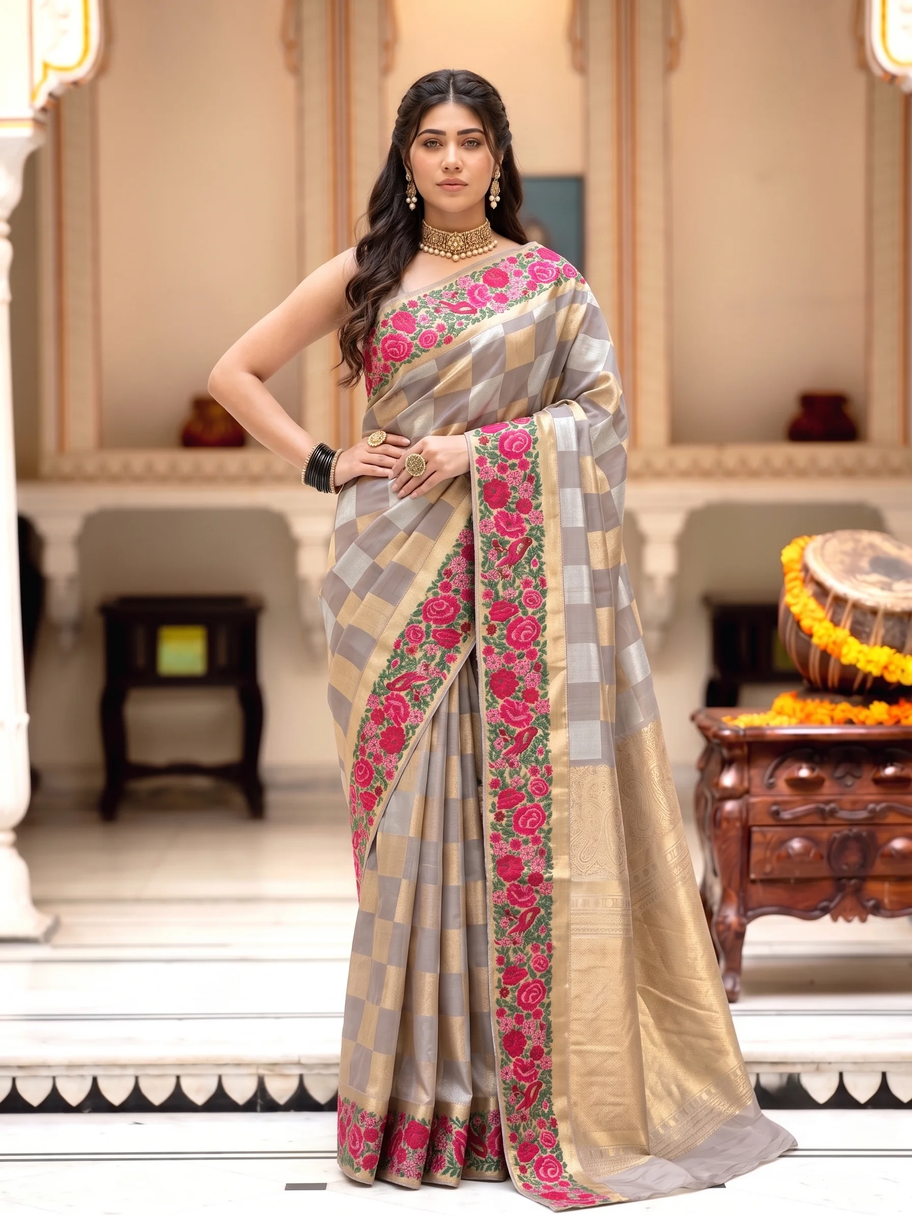 silk saree frame 2 of 6, generated on-model